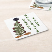 Witte Gedroogde Druk Bloem Kerstboom Kartonnen Onderzetters (Schuin)