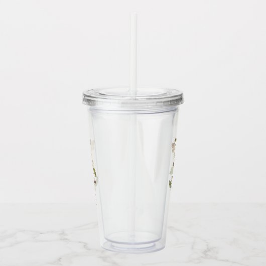 Witte geduroteerde mousserende audubon-vogels met  acryl drinkbeker (Rechts)