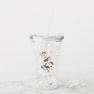 Witte geduroteerde mousserende audubon-vogels met acryl drinkbeker