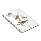 Witte geduroteerde mousserende audubon-vogels met  notitieboek (Rechterzijde)