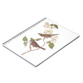 Witte geduroteerde mousserende audubon-vogels met  notitieboek (Linkerzijde)