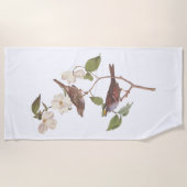 Witte geduroteerde mousserende audubon-vogels met  strandlaken (Voorkant)