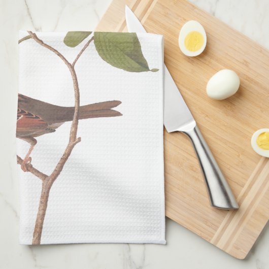 Witte geduroteerde mousserende audubon-vogels met  theedoek (Quarter Fold)