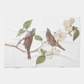 Witte geduroteerde mousserende audubon-vogels met  theedoek (Horizontaal)