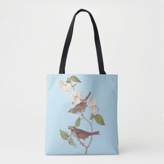 Witte geduroteerde mousserende audubon-vogels met  tote bag (Voorkant)