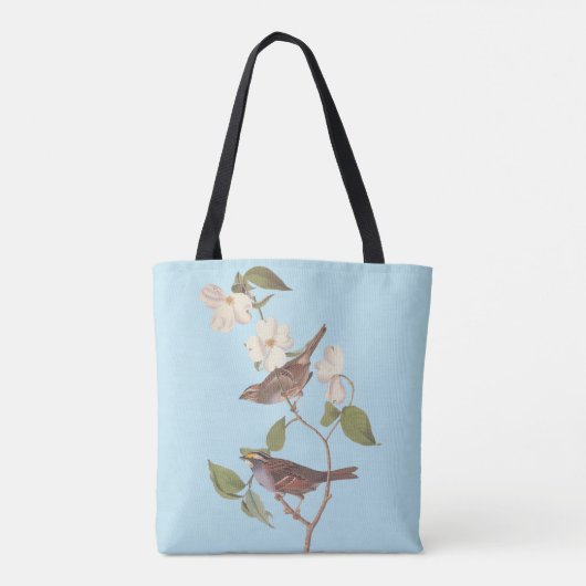 Witte geduroteerde mousserende audubon-vogels met  tote bag (Achterkant)