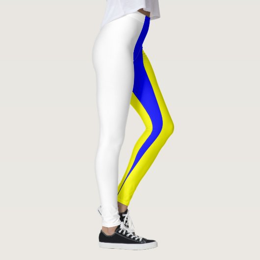 Witte geel en blauw verticaal gestreept leggings (Rechts)