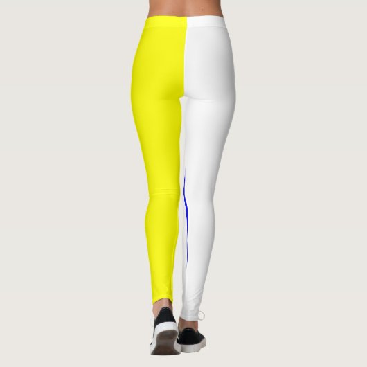 Witte geel en blauw verticaal gestreept leggings (Achterkant)