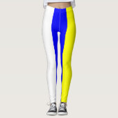 Witte geel en blauw verticaal gestreept leggings (Voorkant)
