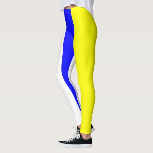 Witte geel en blauw verticaal gestreept leggings (Links)