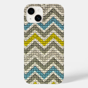 WITTE GEEL GRIJS BLAUWE MOSAISCHE CHEVRONNEN Case-Mate iPhone 14 HOESJE