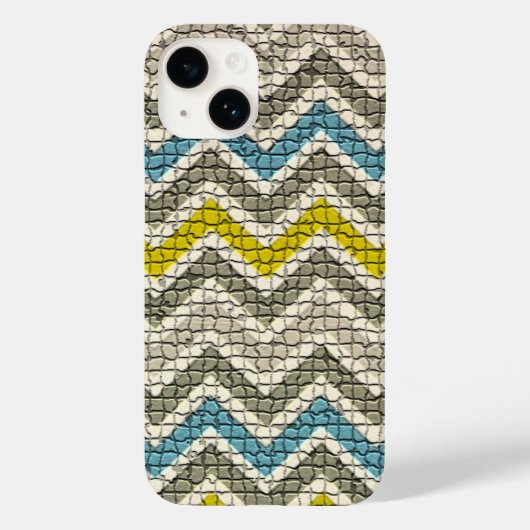 WITTE GEEL GRIJS BLAUWE MOSAISCHE CHEVRONNEN Case-Mate iPhone CASE (Achterkant)