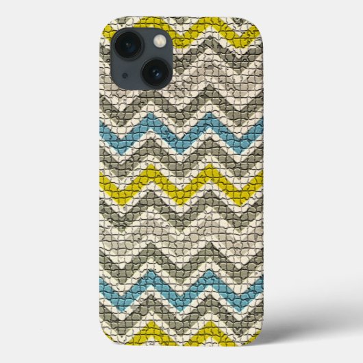 WITTE GEEL GRIJS BLAUWE MOSAISCHE CHEVRONNEN Case-Mate iPhone CASE (Achterkant)