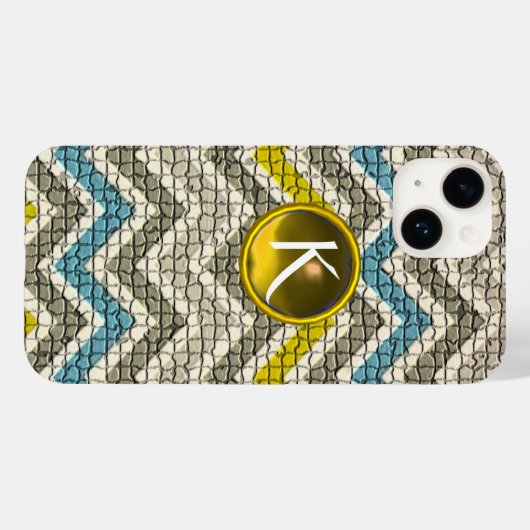 WITTE GEEL GRIJS BLAUWE MOSAISCHE CHEVRONS GEM MON Case-Mate iPhone CASE (Achterkant (horizontaal))
