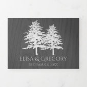 Witte geëmbosseerde bomen op grijze houten winterb drieluik uitnodiging (Cover)