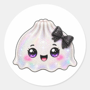 Witte Geest Dumpling Zachte Halloween Zwart Ronde Sticker