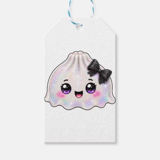 Witte Geest Dumpling Zachte Halloween Zwarte Cadeaulabel (Voorkant)
