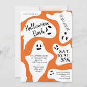 Witte geesten oranje paarse halloween baard kaart (Voorkant)