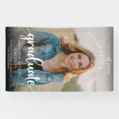 Witte Gefeliciteerd Afstuderen Foto Afstuderen Spandoek (Horizontaal)