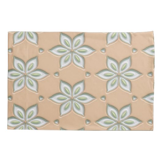 Witte gegraveerde bloemen op bruin kussensloop (Achterkant)