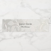 Witte gegraveerde bloemen zilver waterfles etiket (Enkel label)