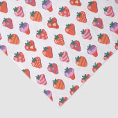 witte geïllustreerde aardbei tissuepapier (Detail)