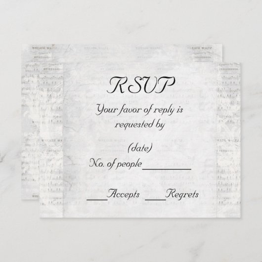 Witte  geïnspireerde RSVP-kaart Sjabloon (Voorkant / Achterkant)