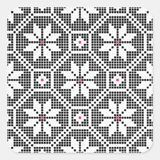 Witte, geïsoleerde kant op de zwarte achtergrond A Vierkante Sticker (Voorkant)