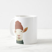 Witte geit met beanie Pet Mok (Voorkant links)