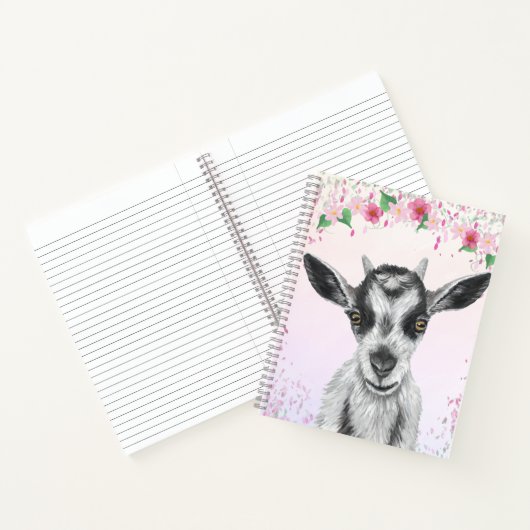 Witte geit met Notitieboek van bloemen (Binnen)
