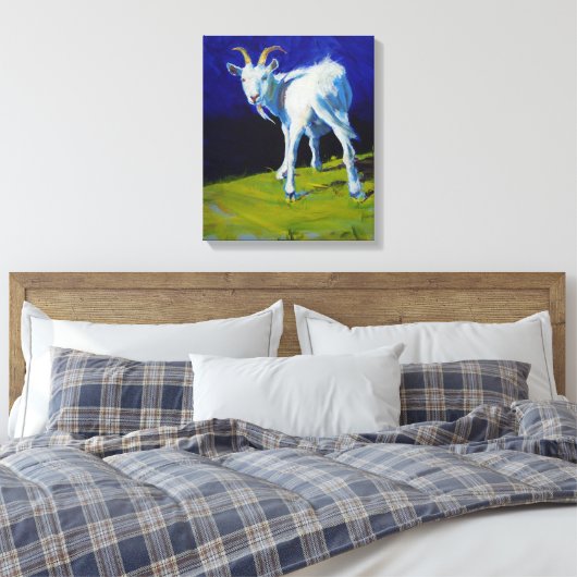 Witte geitenschilderij canvas afdruk (Insitu (Slaapkamer))