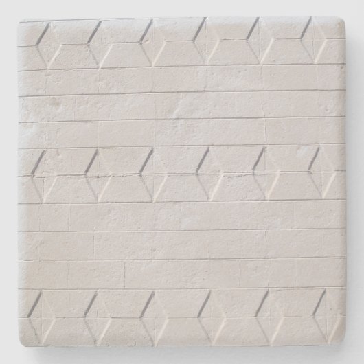 Witte gekleurde getextureerde muur, vierkant onder stenen onderzetter (Voorkant)