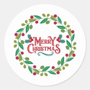 Witte gekranste vrolijke kerst Sticker