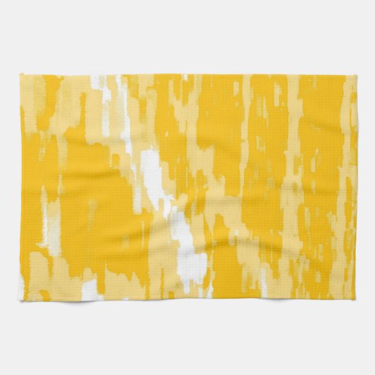 Witte, gele Abstracte Art Retro Kitchen Towel Theedoek (Horizontaal)