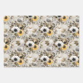 Witte, gele anemonen op een grijs-bruine achtergro inpakpapier vel (Voorkant)