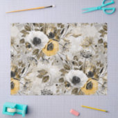 Witte, gele anemonen op een grijs-bruine achtergro tissuepapier (Craft)