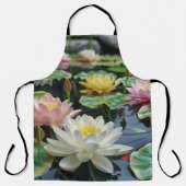 Witte, gele bloeiende lotus schort (Voorkant)