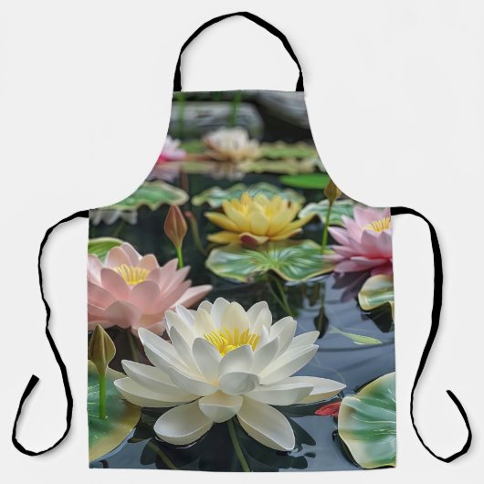 Witte, gele bloeiende lotus schort (Voorkant)