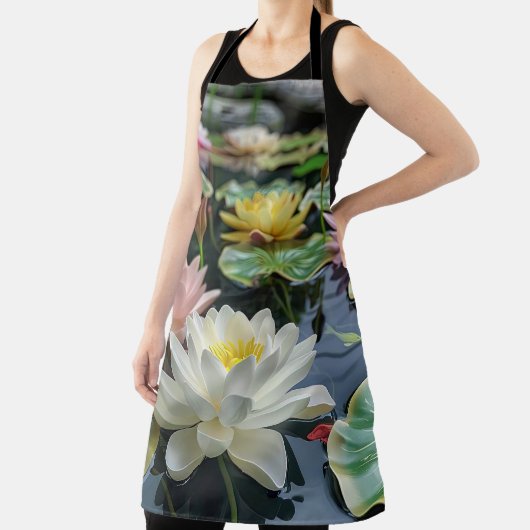 Witte, gele bloeiende lotus schort (Insitu)