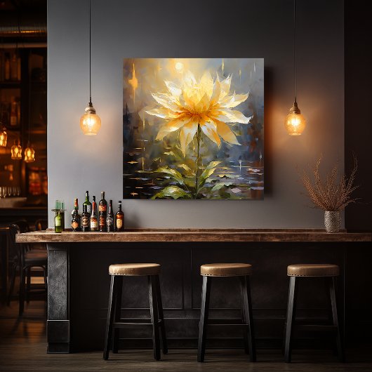 Witte/Gele Bloem Canvas Afdruk