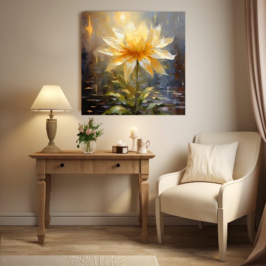 Witte/Gele Bloem Canvas Afdruk