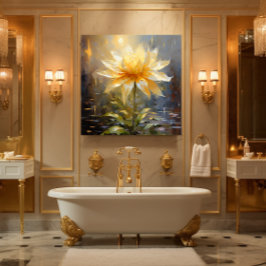 Witte/Gele Bloem Canvas Afdruk