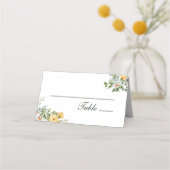 Witte Gele Bloemen Bruiloft Plaatskaartje (Voorkant)