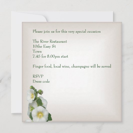  witte gele bloemen crème wit kaart (Achterkant)