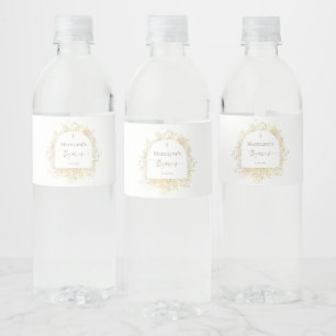 witte gele bloemen Doop Waterfles Etiket