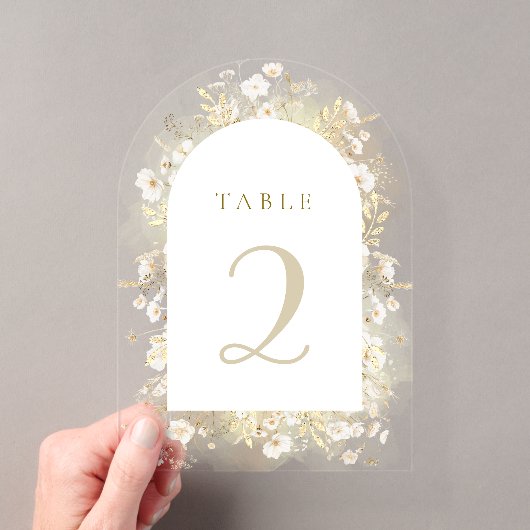 witte gele bloemen tafel nummers acryl uitnodigingen (Insitu (Draagbaar))