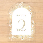 witte gele bloemen tafel nummers acryl uitnodigingen (Voorkant)