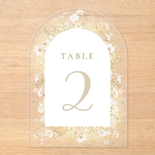 Witte gele bloemen Tafelnummers (Voorkant)