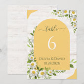 Witte Gele Boho Bloemstuk Tafel Nummers Kaart (Voorkant / Achterkant)