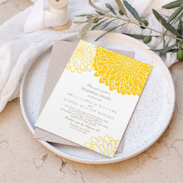 Witte Gele Chrysanthemum Eenvoudig Proefdiner Kaart